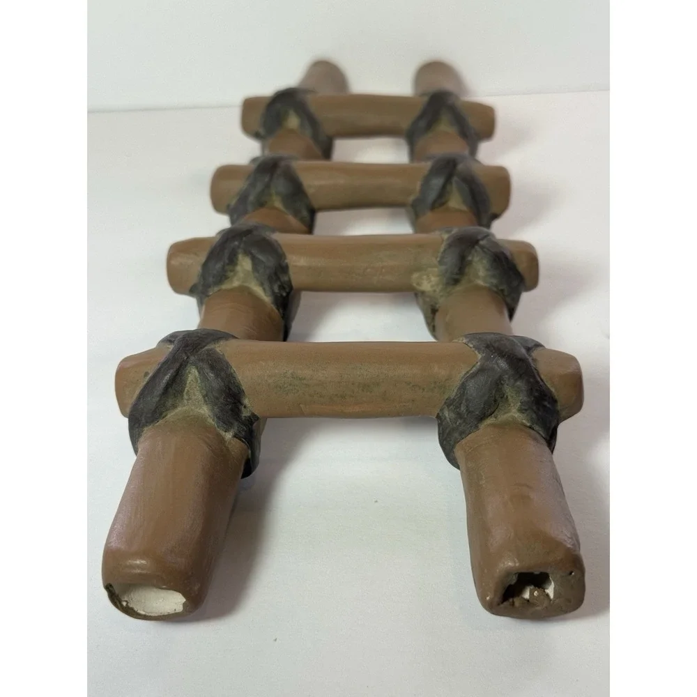 Ceramic Log Ladder Fish Tank Ornament Reptile Basking Ramp Fairy Garden Decor